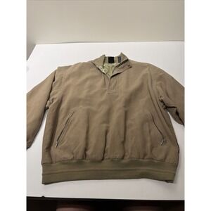 Saxony Silk 4 Golf Jacket Men's M 1/4 Zip Pullover Khaki 100% Silk F96
